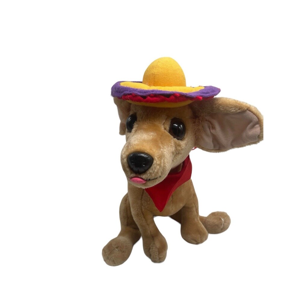 VTG Nanco Paco The Chihuahua DOG Sombrero Beige Plush 1998 Stuffed Animal 14”
